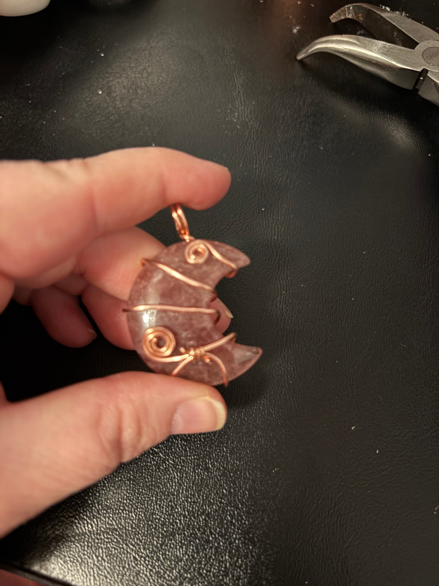 Strawberry Quartz Moon Pendant